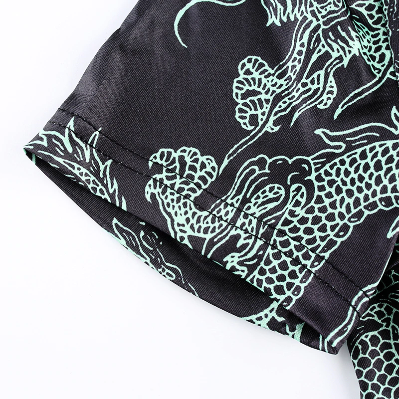 Oriental Style Dragon Print Summer Dress