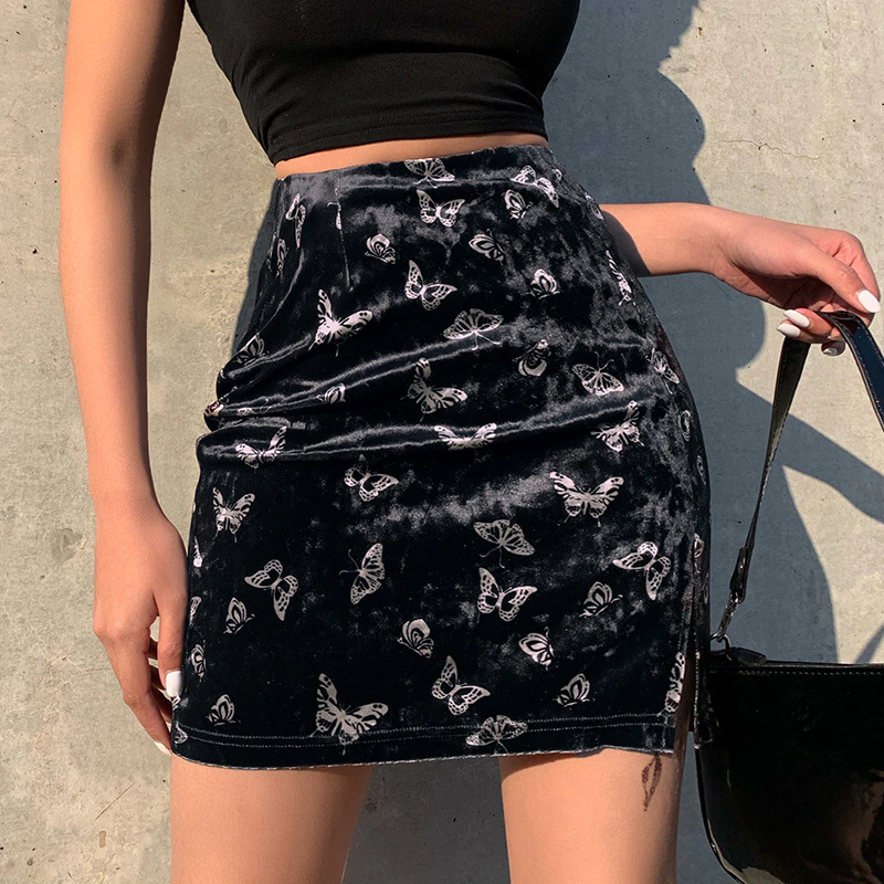 Velvet Butterfly Mini Skirt