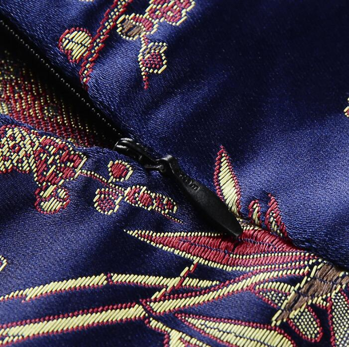 Blue Oriental Satin Jacquard Dress