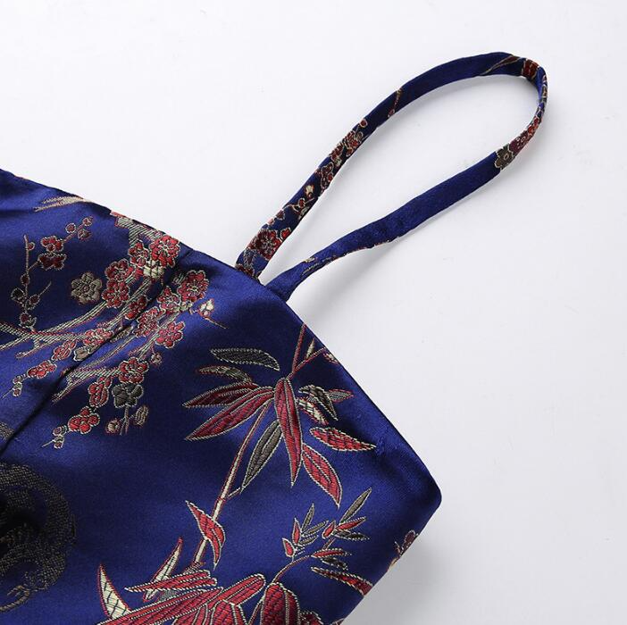 Blue Oriental Satin Jacquard Dress