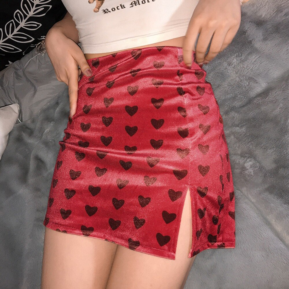 Black Hearts High Waist Skirt
