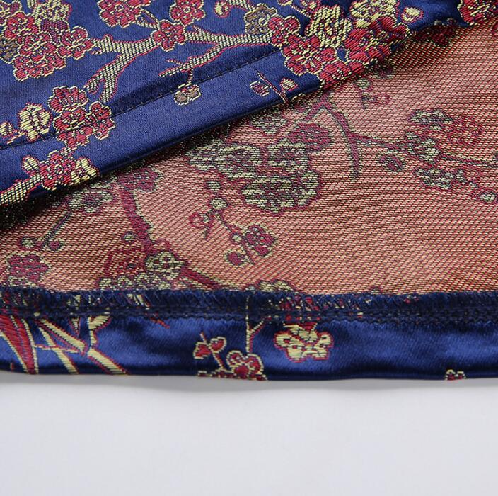 Blue Oriental Satin Jacquard Dress