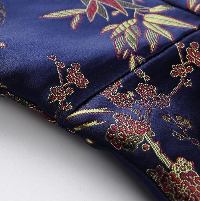 Blue Oriental Satin Jacquard Dress
