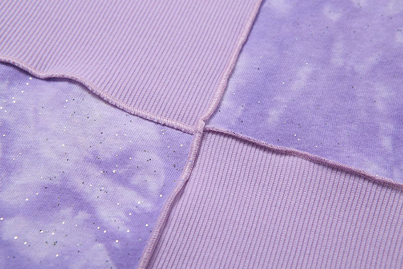 Tie Dye Crop Top With Sequin Patchwork