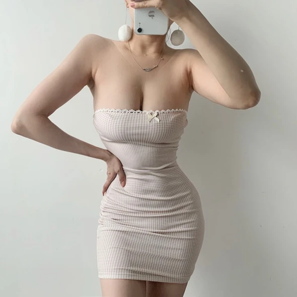 Plaid Off Shoulder Dress