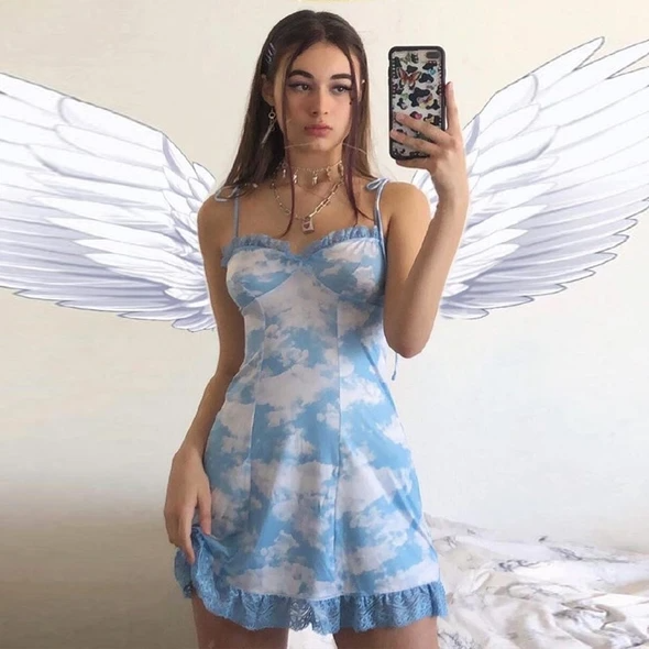 Cloud Print Mini Dress