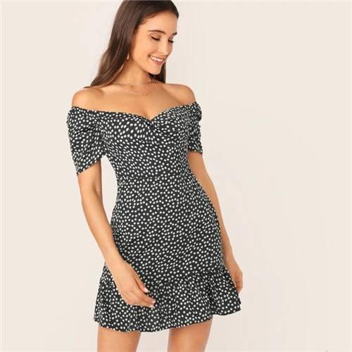 Off Shoulder Wrap Mini Dress