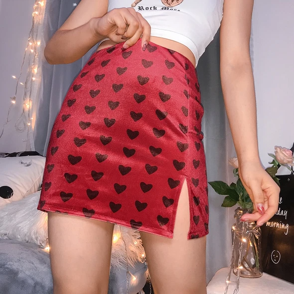 Black Hearts High Waist Skirt